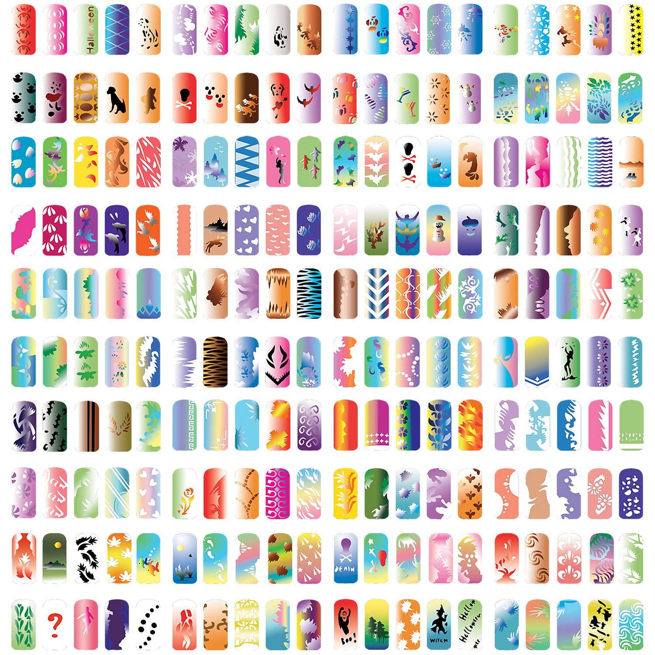 PointZero Pro Airbrush Nail Art Paint Stencil Kit Design Set 9